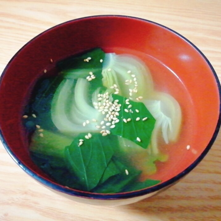 チンゲン菜と生姜の中華スープ